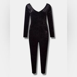 Torrid Full Length Black Crushed Velvet Long Sleeve One Piece size 3X